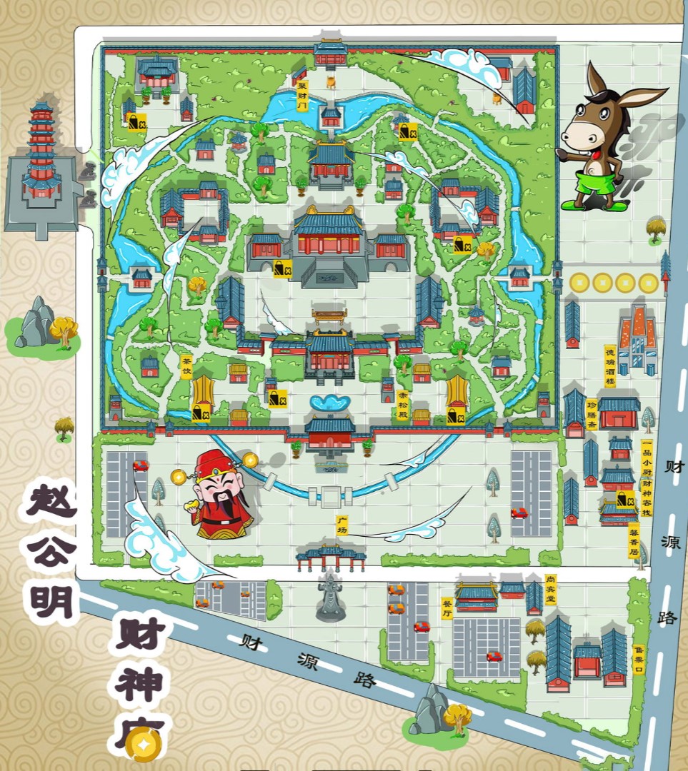 余江寺庙类手绘地图